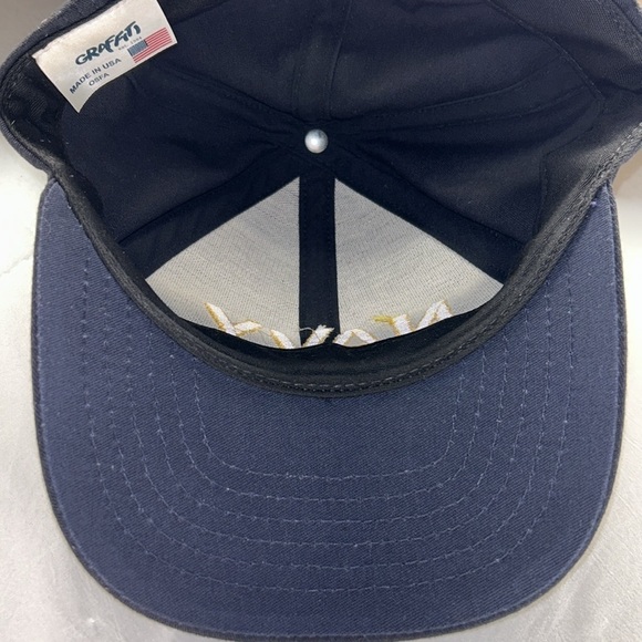 US Navy SnapBack Cap by Grafitti Made in USA Navy Blue with Yellow Embroidery - Picture 5 of 6